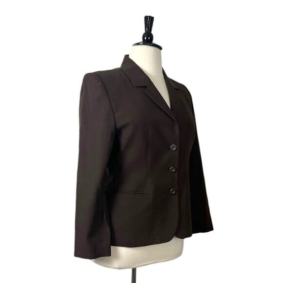 Mark Alexander Vintage Blazer Brown 100% Wool 4 Button Peak Lapel Women Size 14 - Picture 3 of 10